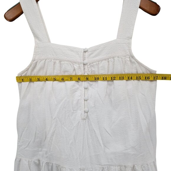 Faherty Marina Seersucker Maxi Dress White Tiered Cotton Modal Sleeveless Size S - Picture 7 of 10